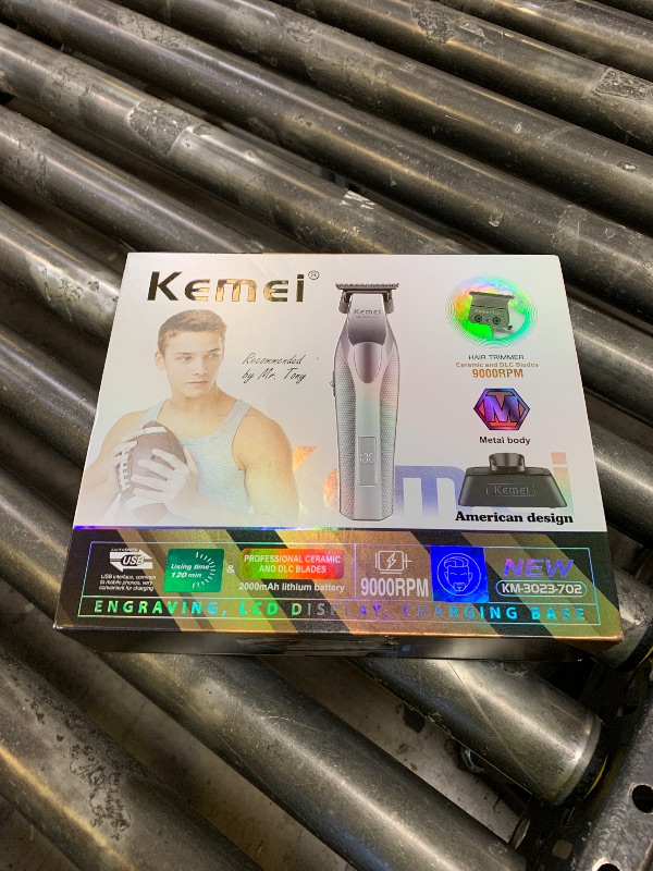 Photo 1 of KEMEI 3023-702 Hair & Beard Trimmer for Men, 9000 RPM Zero Gapped Trimmers for Barbers with Full Metal Body, Professional Hair Clippers with LED Display, Ceramic and DLC Blades