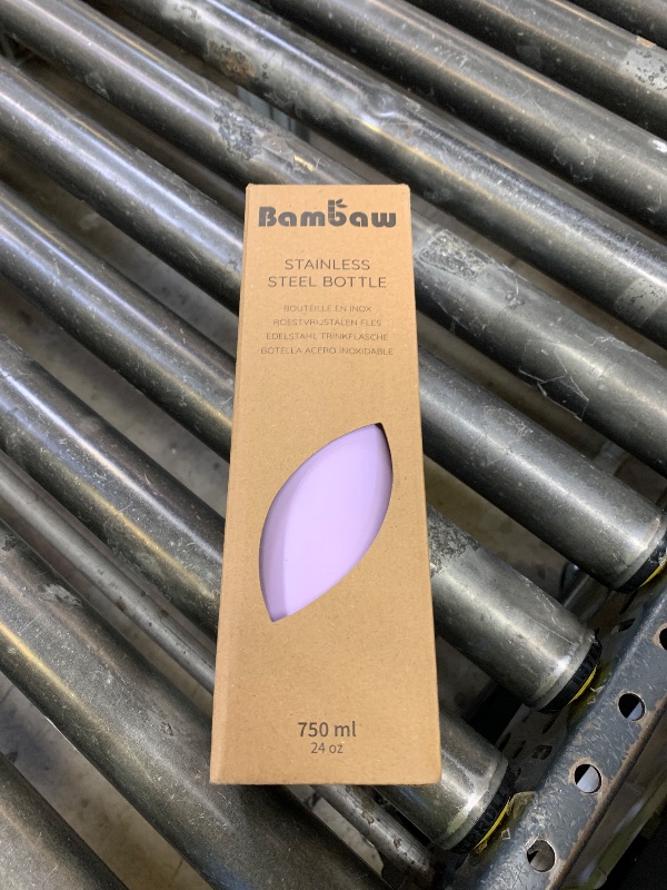 Photo 1 of Bambaw Stainless Steel Water Bottle, 750 ml, Purple Sports Bottle, Non-Insulated Water Bottle, Stainless Steel Bottle, BPA-Free Flask – Light Lilac