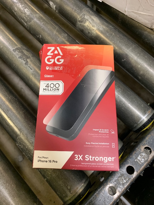Photo 1 of ZAGG Glass+ Screen Protector for iPhone 16 Pro – 3X Stronger Tempered Glass with Reinforced Edges, Scratch & Smudge Resistant, InvisibleShield, Easy Installation