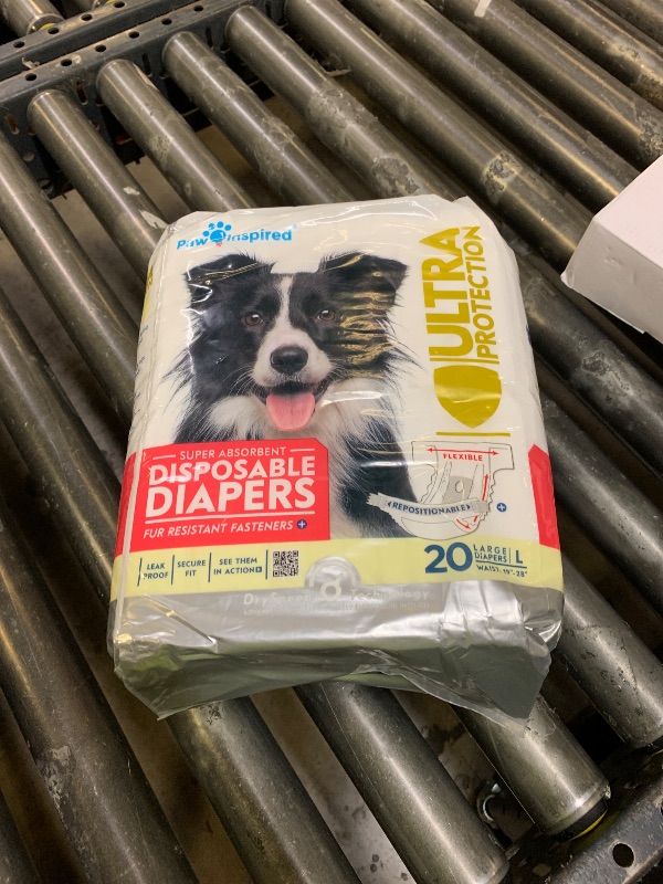 Photo 1 of Paw Inspired 20ct Disposable Dog Diapers | Female Dog Diapers Ultra Protection | Diapers for Dogs in Heat, Excitable Urination, or Incontinence (Large)