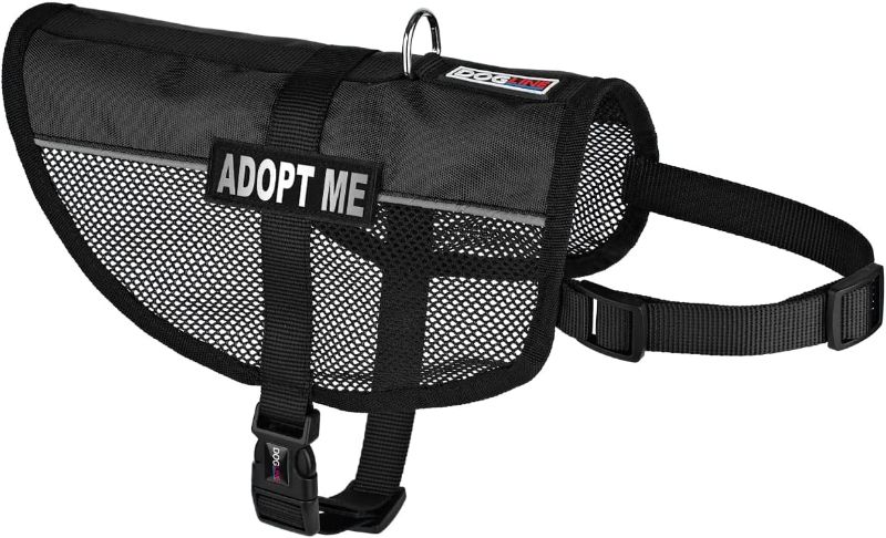 Photo 1 of Dogline 17"-21" MaxAire Mesh Vest for Dogs and 2 Removable Adopt Me Patches, Medium, Black

