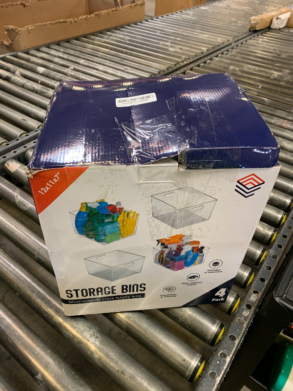 Photo 1 of ClearSpace Clear Plastic Storage Bins – XL 4 Pack Perfect for Kitchen,Fridge, Pantry Organization, Cabinet Organizers