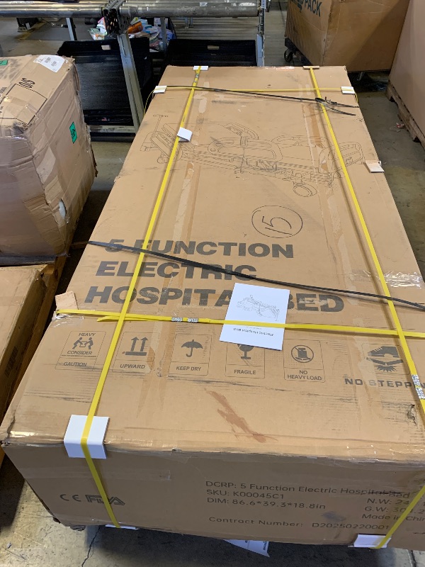 Photo 1 of Real Relax 5 Function Full Electric Hospital Bed, ICU Electric Medical Bed with 4 inch Foam Mattress & IV Pole and Central Locking System with 5” Casters for Home Hospital Use, 530LBS Loading.