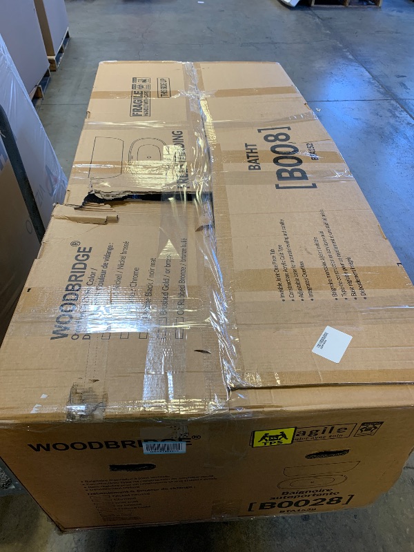 Photo 1 of WOODBRIDGE 67" Acrylic Freestanding Bathtub Contemporary Soaking White Tub with Matte Black Overflow and Drain? B0028 -MB-Drain &O
