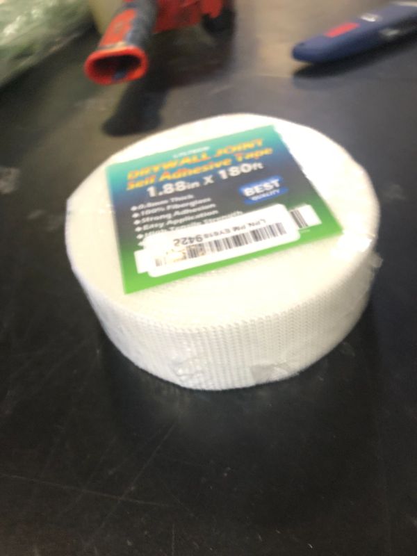 Photo 1 of LYLTECH Drywall Joint Tape-13 MESH,100% Fiberglass 1.88-Inch X 180Feet,Heavy-Duty Self-Adhesive Wall Crack and Seam Patch