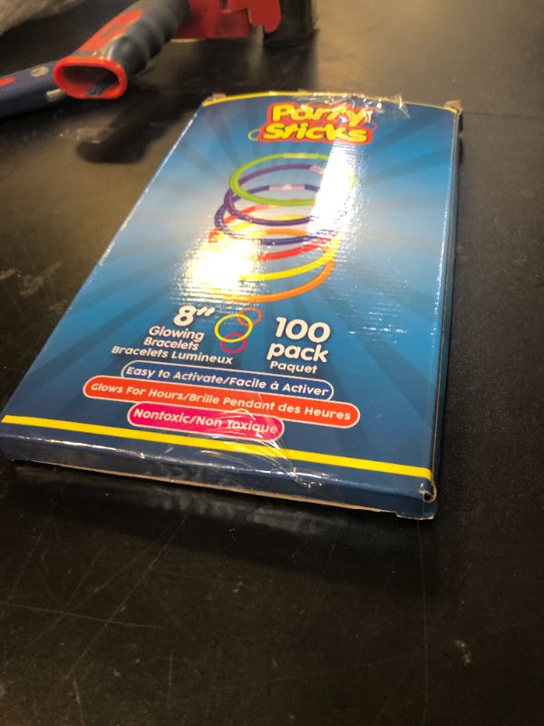 Photo 1 of PartySticks Ultra Bright Glow Sticks Bulk Party Supplies 100 Pack - 8" Glow in the Dark Light Up Halloween Party Favors, Glow Decorations, Neon Party Necklaces and Bracelets with Connectors