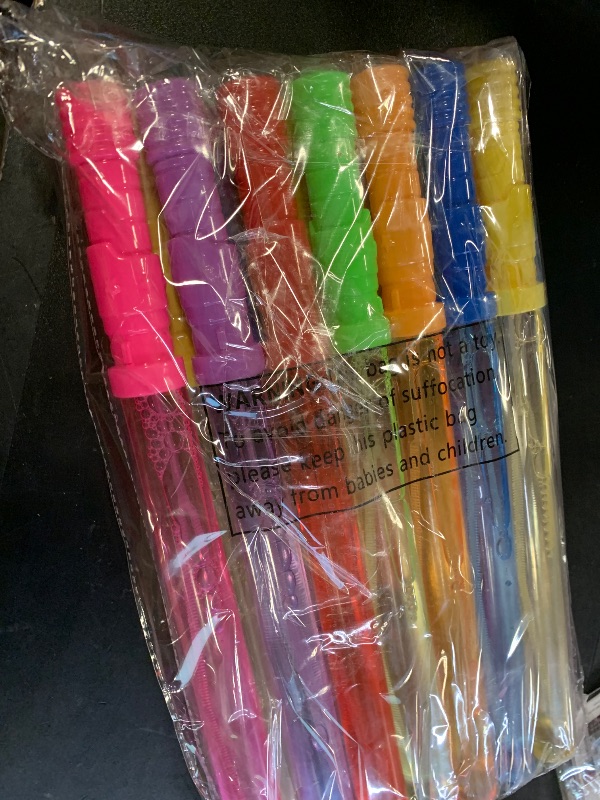 Photo 1 of Bubble Wand, 14" Big Bubble Wand Set(14 Pack 7 Colour), Non-Toxic Smelless Bubble Toy for Kids Child Birthday Party Favor Wedding Summer Outdoor Activity Bathroom Bath Toys, by MAPIXO
