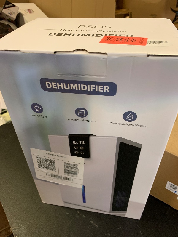 Photo 1 of Dehumidifier, Dehumidifiers for Home, 98 OZ Water Tank, (1000 sq.ft) Quiet Dehumidifier for Basement, Bedroom, Bathroom with Humidity Display, Auto Shut Off, Relaxing 7 Color Ambient Light(Gray)