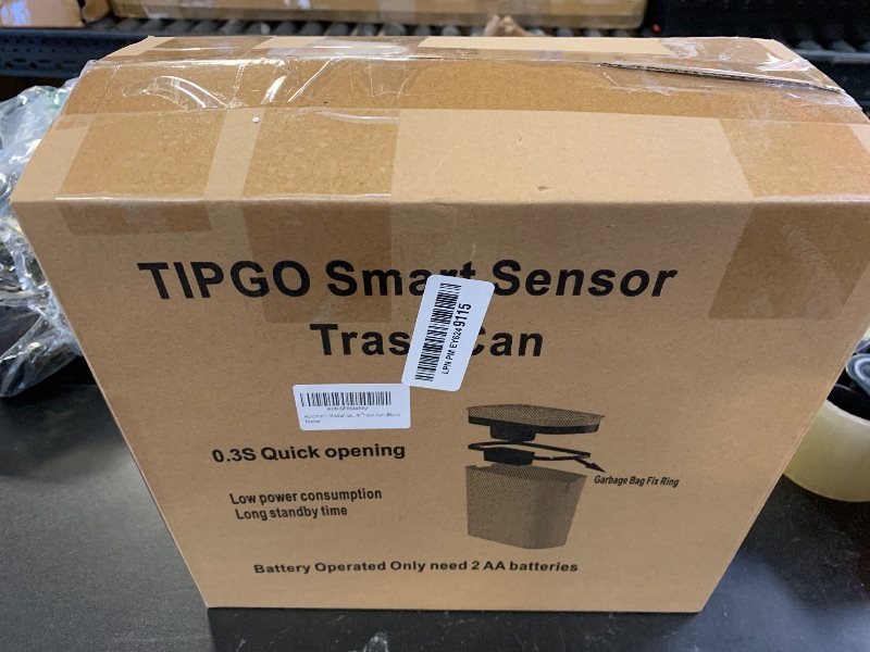 Photo 1 of TIPGO Automatic Motion Sensor Bathroom Trash Can with Lid, 2.6 Gallon Touchless Trash Bin, Smart Garbage Can Plastic Slim Wastebasket for Bedroom, Office, Dorm (Black)