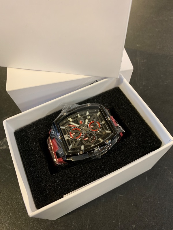 Photo 1 of MF MINI FOCUS Men's Watch Analog Fashion Wrist Watch, Skeleton Tonneau Watch for Men with Chronograph,Ideal for Sports Enthusiasts and Daily Wear