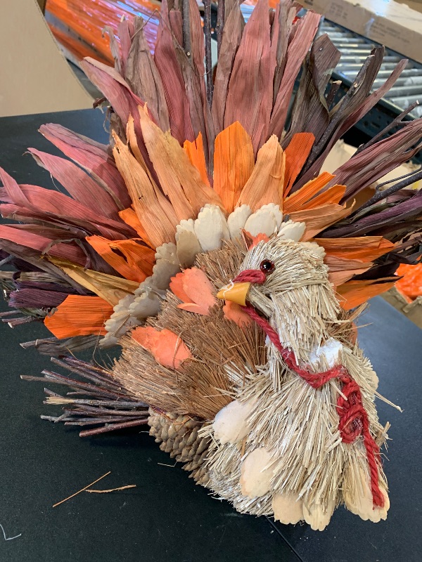 Photo 1 of Boston International Fall Autumn Harvest Thanksgiving Tabletop Turkey Figurine Decoration, 10-Inches, Jerry The Pinecone & Husk Turkey