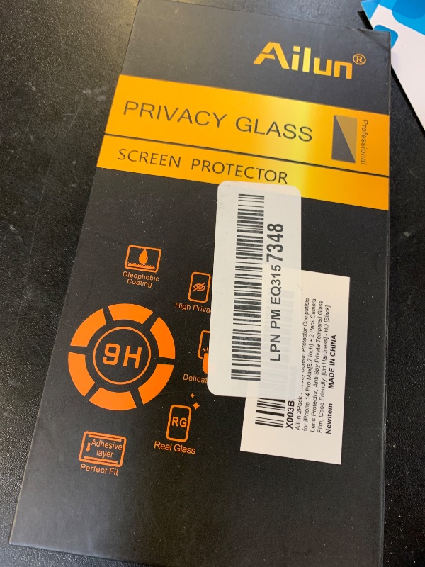 Photo 1 of Ailun 2Pack Privacy Screen Protector Compatible for iPhone 14 Pro Max [6.7 inch] + 2 Pack Camera Lens Protector, Anti Spy Private Tempered Glass Film, Case Friendly, [9H Hardness] - HD