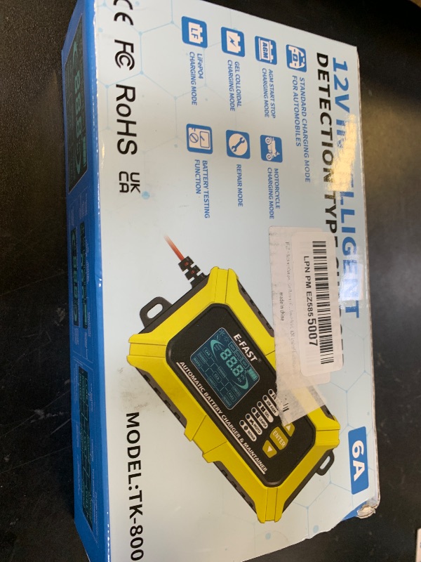 Photo 1 of E-FAST 3 in 1 Car Battery Charger and Battery Tester w/Pulse Repair 12V 6A LiFePO4 Lead Acid Automobile Battery Charger Maintainer 40-999 CCA Digital Auto Battery Analyzer Automotive Trickle Charger