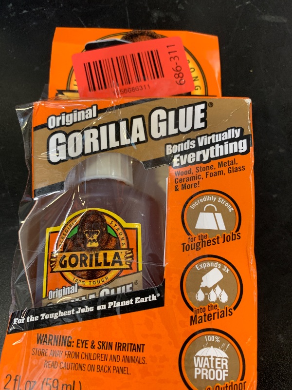 Photo 1 of Gorilla Original Gorilla Glue, Waterproof Polyurethane Glue, 2 Ounce Bottle, Brown, (Pack of 1)
