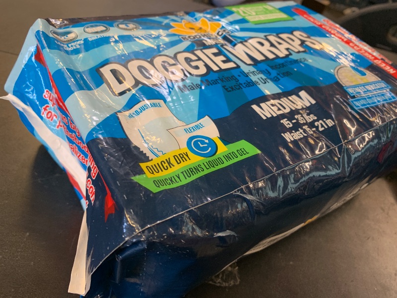 Photo 1 of Bodhi Dog Disposable Male Dog Diapers - Super Absorbent, Leak-Proof Pee Wraps - Adjustable Fit, Comfortable Design, Advanced Moisture Control, and Wetness Indicator - Medium (20 Count)