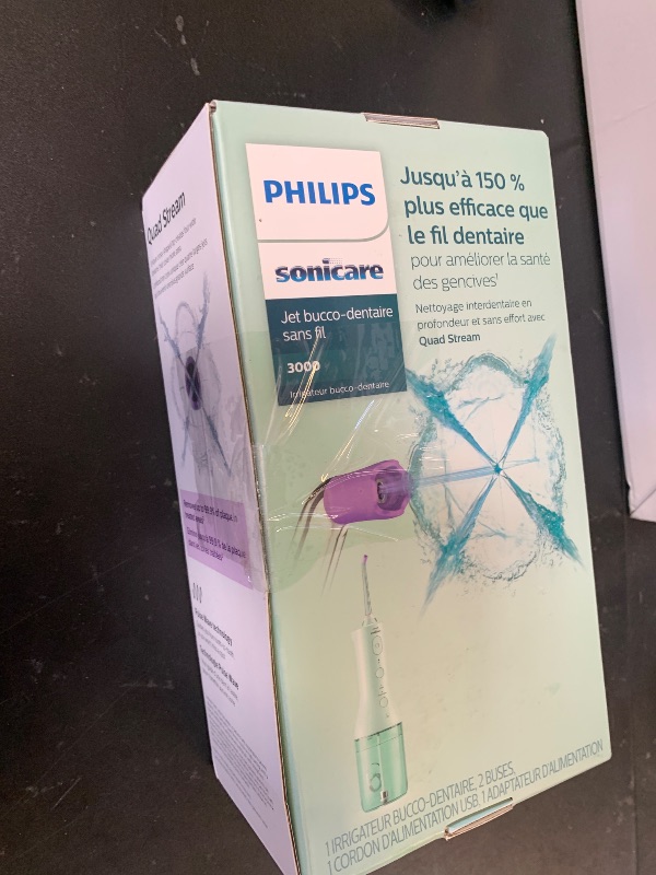 Photo 1 of Philips Sonicare Cordless Power Flosser 3000 - Water Flosser with Innovative Quad Stream Technology, Oral Irrigator with 2 Flossing Modes and 3 Pressure Levels, IPX7 Waterproof, Mint, HX3826/24