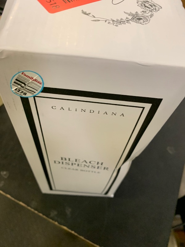 Photo 1 of Calindiana Modern Farmhouse Bleach Liquid Laundry Detergent Dispenser for Laundry Room Decor and Organization, PET Plastic Landry Soap Containers with Water Resistant Label, Clear 64oz