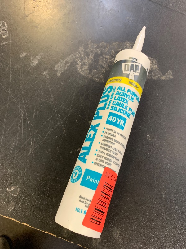 Photo 1 of DAP INC 18152 10.1oz White Alex Plus Acrylic Latex Caulk with Silicone