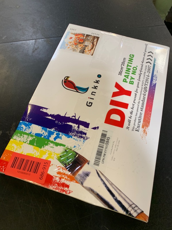 Photo 1 of Ginkko Paint by Numbers Kit for Adults Beginner & Kids Ages 8-12 with Wooden Frame Easy Acrylic on Canvas 9x12 inch with Paints and Brushes, Flower 03(Include Framed)