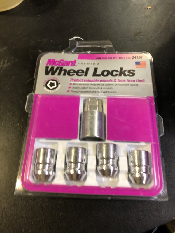 Photo 1 of McGard Wheel Lock Nut Set for Infiniti Q50 / QX50 / QX60 2014-2020 | 4 Pack | Cone Seat | M12 x 1.25 | 19mm & 21mm Dual Hex | 1.28 in. Length | Chrome