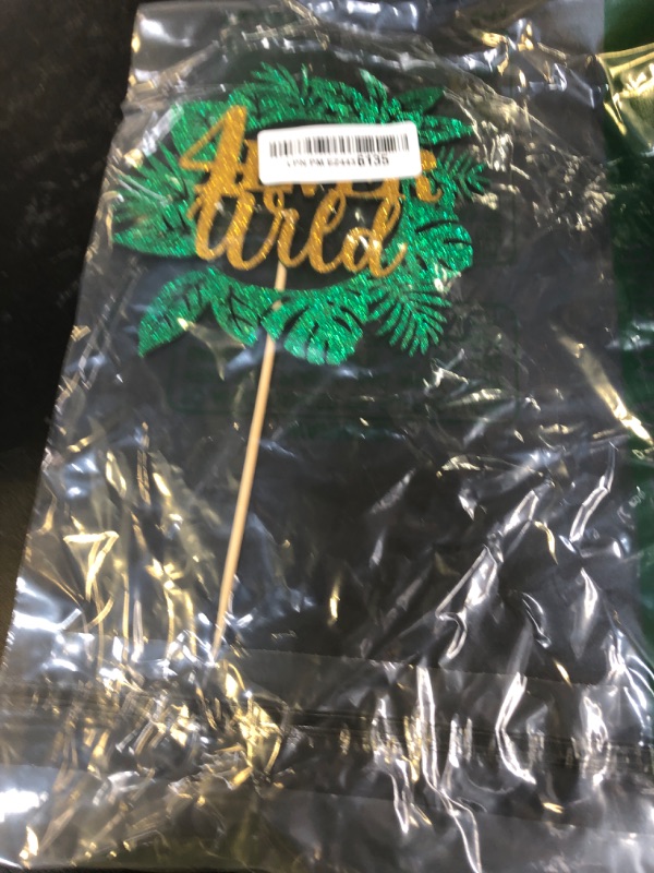 Photo 1 of Four Ever Wild Cake Topper, Safari Jungle Theme Happy 4th Birthday Cake Decor, Baby Fourth Birthday Decorations for Boys Girls, Kids 4th Birthday Anniversary - Cheers to 4th Birthday Supplies, Green