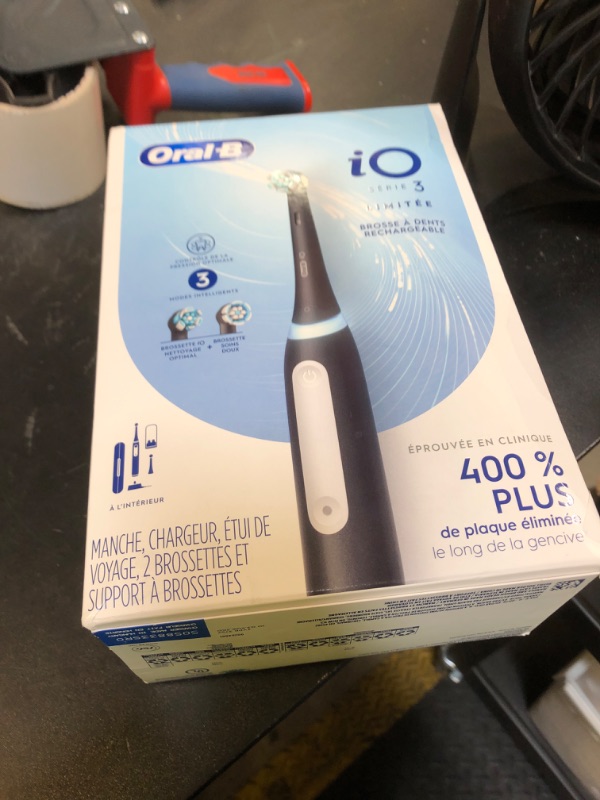 Photo 1 of Oral-B iO Deep Clean Rechargeable Electric Powered Toothbrush, Black with iO Series 3 Limited, 2 Brush Heads and Travel Case - Pressure Sensor to Protect Gums - 3 Cleaning Settings - 2 Minute Timer