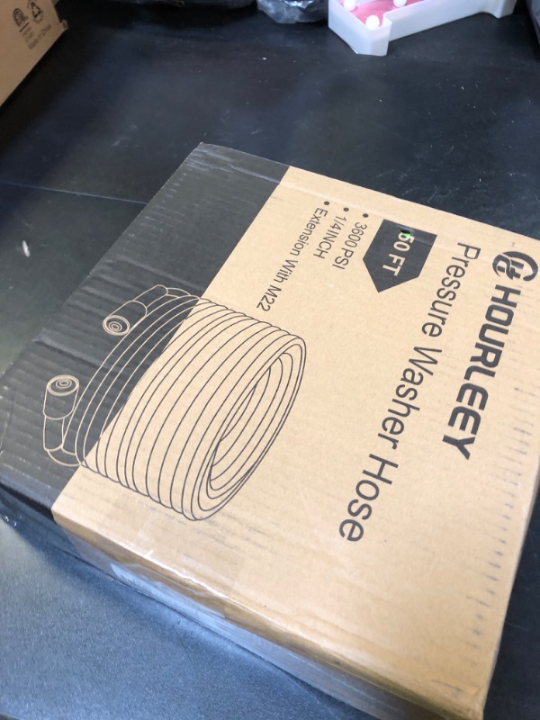 Photo 1 of Hourleey Pressure Washer Hose 50 FT, 3600 PSI Flexible Kink Resistant Power Washer Hose Replacement, 1/4" Quick Connect Pressure Hose Extension, Green