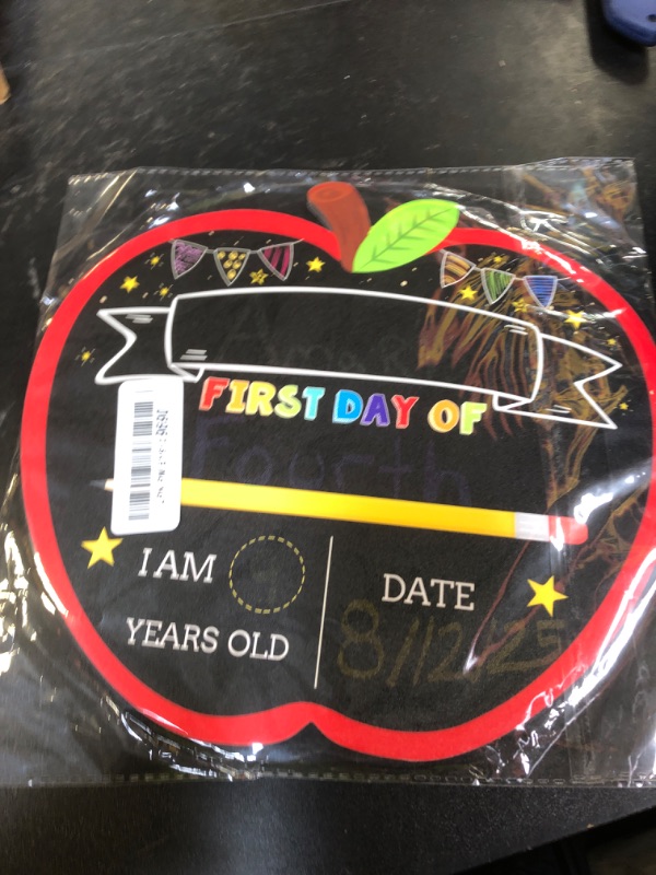 Photo 1 of JUESMOS First Day & Last Day of School Chalkboard Signs, 9.5"x10.3" Double Sided Back to School Board for Kids Boys Girls 1st Day of Kindergarten Preschool 1st Grade Photo Props Supplies