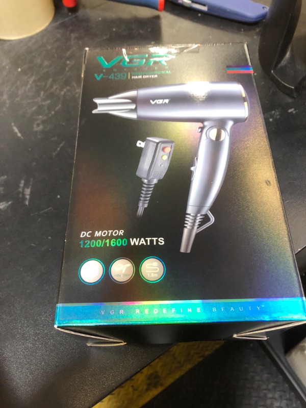 Photo 1 of VGR Dual Voltage(100~250V) Travel Hair Dryer with European Plug Adapter for International Travel, Portable Hair Dryer with Concentrator Nozzles