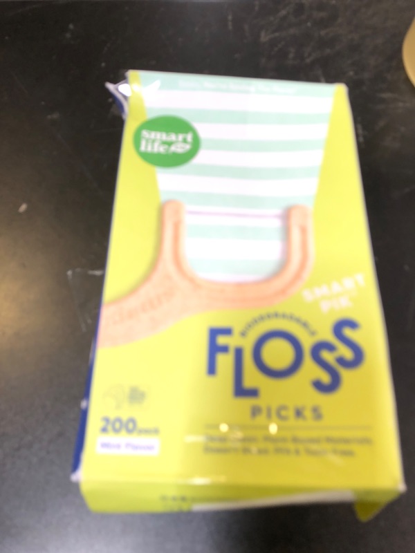 Photo 1 of SmartLifeco Eco-Friendly Dental Floss Picks (200ct) - Flossers Made with Straw Wheat Blend, Superior Anti-Shred Thread for Tight Gaps, Tooth Pick Stick for Adults, Soft on Gum & Teeth, Vegan, Mint