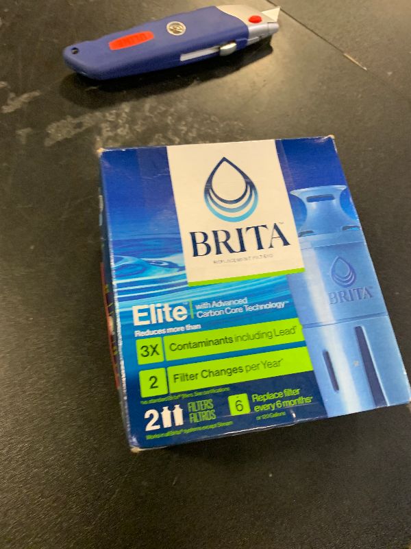 Photo 1 of Brita Filter Replacements for Water Pitchers and Dispensers, Elite, NSF Certified to Remove 99% of Lead, 2 Count, Blue