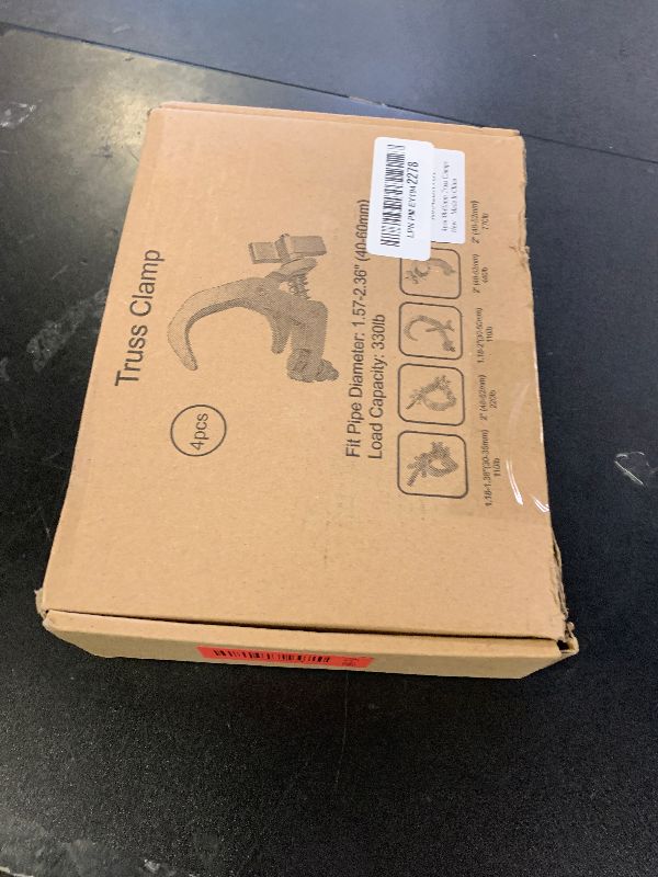 Photo 1 of Truss Clamp Stage Light Clamp, 4PCS GZhuoNan Professional 38-60 mm Aluminium Black Light Clamps with TUV Certified, Heavy Duty 220LB Lighting Clamps, Fit for 1.5-2.4 Inch OD Tube/Pipe
