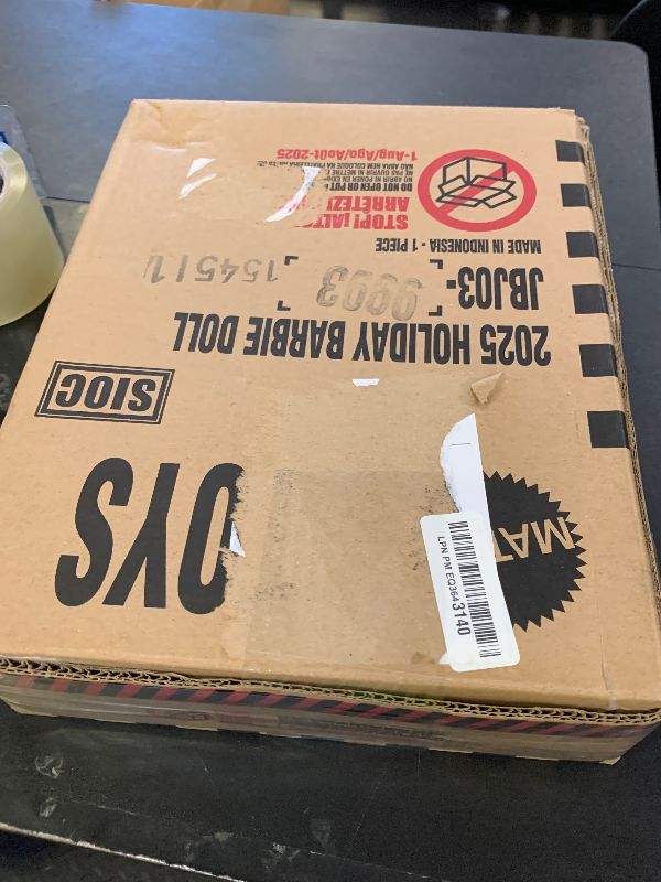 Photo 1 of Barbie Signature 2025 Holiday Light Brown Hair Fashion Doll Wearing Silver & Gold Gown, Seasonal Collector in Displayable Packaging & Stand