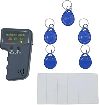 Photo 1 of 125khz RFID Reader Writer,Handheld RFID Copier,RFID Reader for 125khz Id and Hid Cards (with 5pcs T5577 Key Fob and 5pcs T5577 RFID Cards)