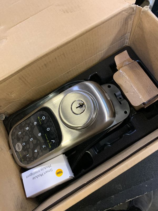 Photo 1 of Yale Assure Lock Deadbolt, Satin Nickel Digital Touchscreen Keypad with Z-Wave and Backup Key for Front or Back Entry Door, YRD226-ZW2-619