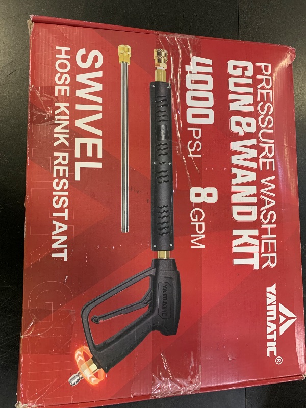 Photo 1 of YAMATIC Pressure Washer Gun Wand with Swivel 3/8" Plug & M22 Coupler, Stainless Steel Extension Lance Replacement for Ryobi, Simpson, Craftsman Power Washer for Foam Cannon Car Wash, 4000 PSI