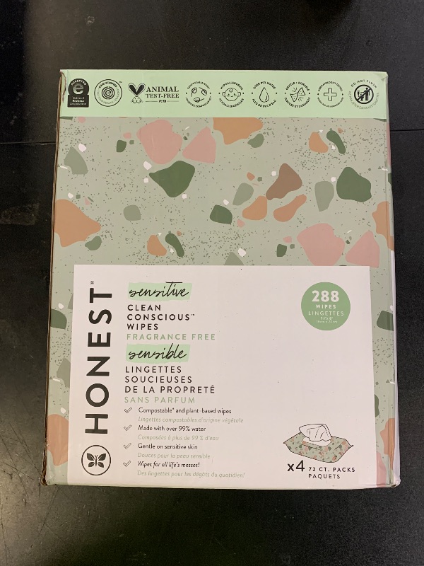 Photo 1 of The Honest Company Clean Conscious Multi-Use Wipes | Hypoallergenic + Unscented for Sensitive Skin | Over 99% Water, Compostable, Plant Based, Baby Wipes | Geo Mood, 288 Count