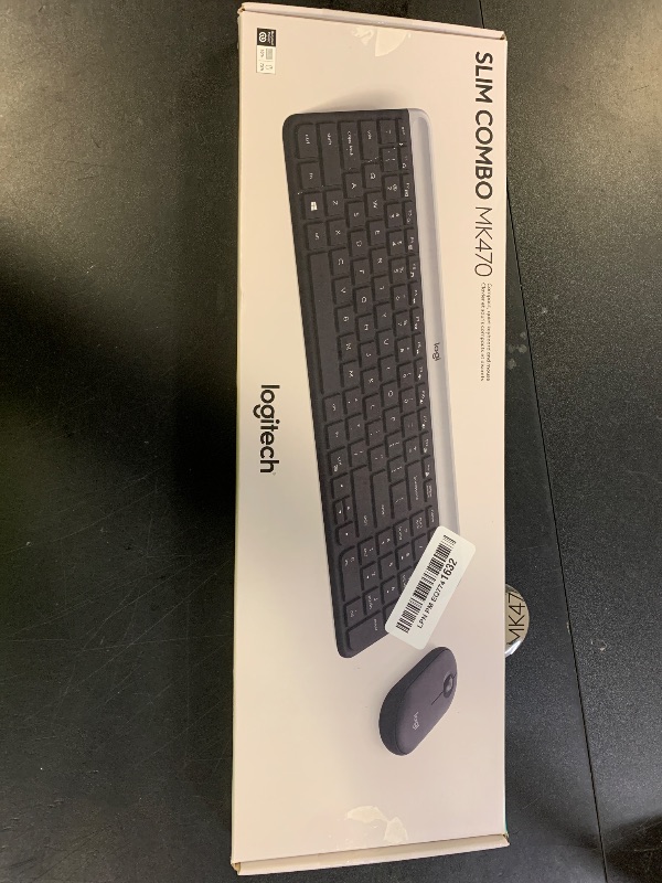 Photo 1 of Logitech MK470 Slim Wireless Keyboard and Mouse Combo - Modern Compact Layout, Ultra Quiet, 2.4 GHz USB Receiver, Plug n' Play Connectivity, Compatible with Windows - Graphite