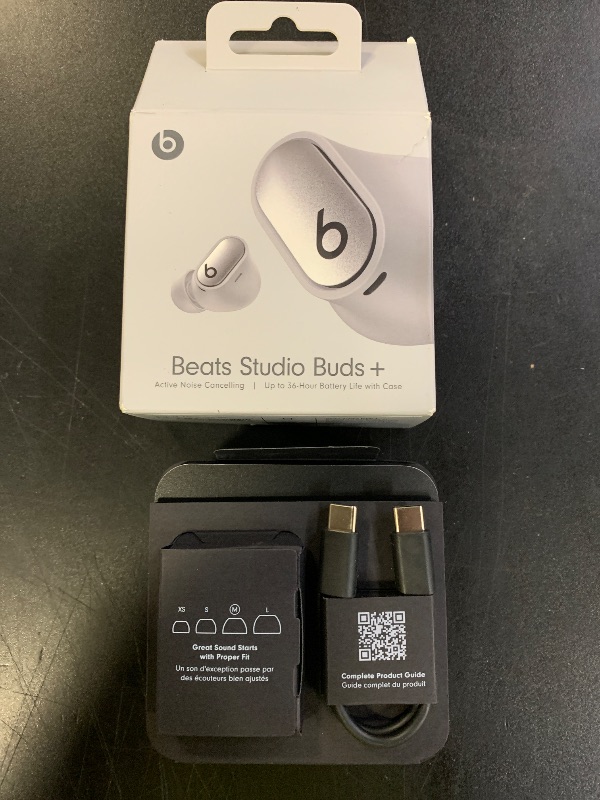 Photo 1 of Beats Studio Buds + | True Wireless Noise Cancelling Earbuds, Enhanced Apple & Android Compatibility, Built-in Microphone, Sweat Resistant Bluetooth Headphones, Spatial Audio - Cosmic Silver