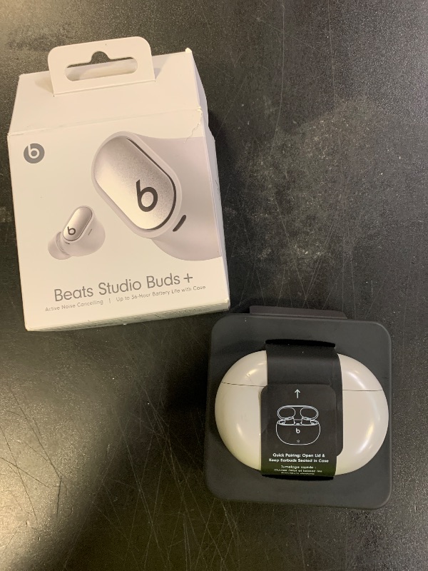 Photo 1 of Beats Studio Buds + | True Wireless Noise Cancelling Earbuds, Enhanced Apple & Android Compatibility, Built-in Microphone, Sweat Resistant Bluetooth Headphones, Spatial Audio - Cosmic Silver