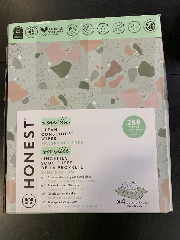 Photo 1 of The Honest Company Clean Conscious Multi-Use Wipes | Hypoallergenic + Unscented for Sensitive Skin | Over 99% Water, Compostable, Plant Based, Baby Wipes | Geo Mood, 288 Count