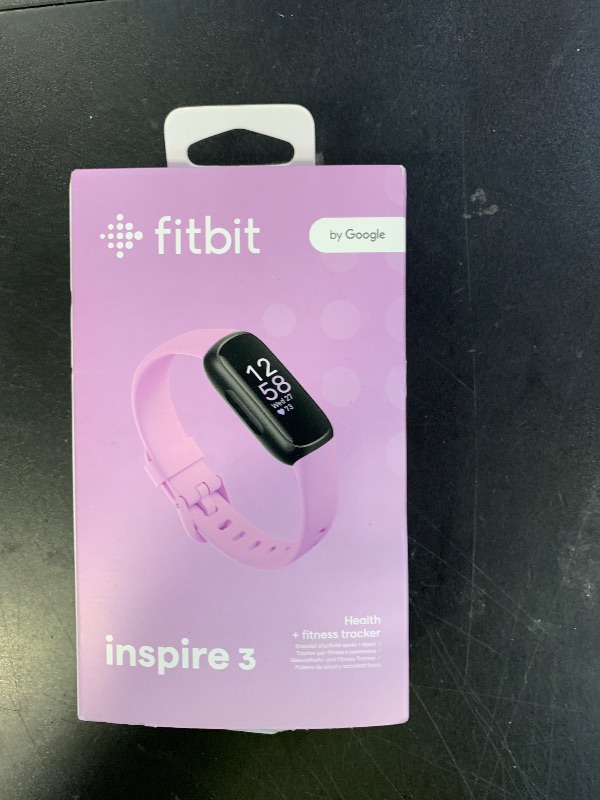 Photo 1 of Fitbit Inspire 3 Health &-Fitness-Tracker with Stress Management, Workout Intensity, Sleep Tracking, 24/7 Heart Rate and more, Lilac Bliss/Black, One Size (S & L Bands Included)