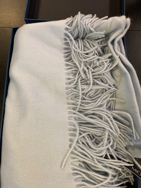Photo 1 of EP Mode 100% Pure Cashmere Throw Blanket for Sofa, Classic Design with Gift Box (Baby Blue)