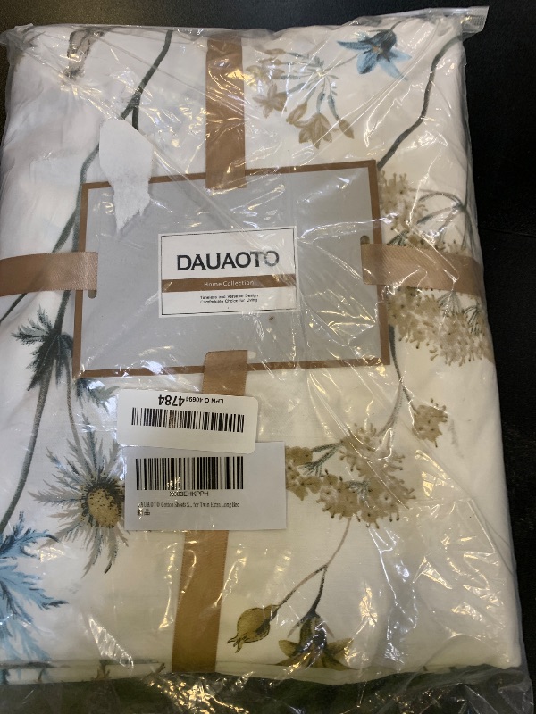 Photo 1 of DAUAOTO Cotton Sheets Set Twin XL Printed Bedding Sets, Up to 14" Deep Mattress, Foral Botanical Pattern Bedlinen for Twin Extra Long Bed