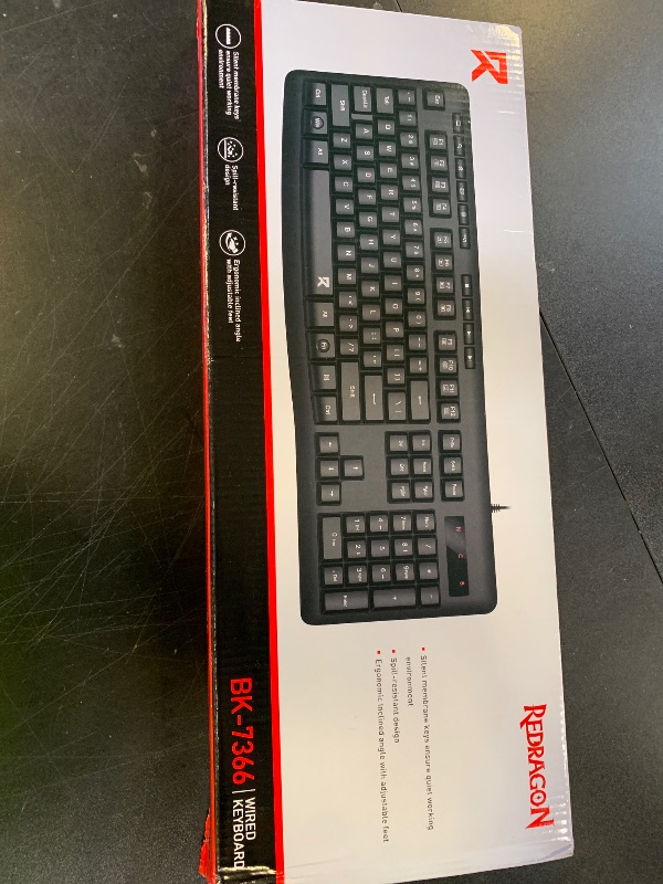 Photo 1 of Redragon BK7366 Wired Keyboard,Multimedia USB Quiet Computer Keyboard,Silent Keyboard with Large Number Pad,Spill-Resistant,Anti-Wear Letters,Full Size for Laptop,Desktop