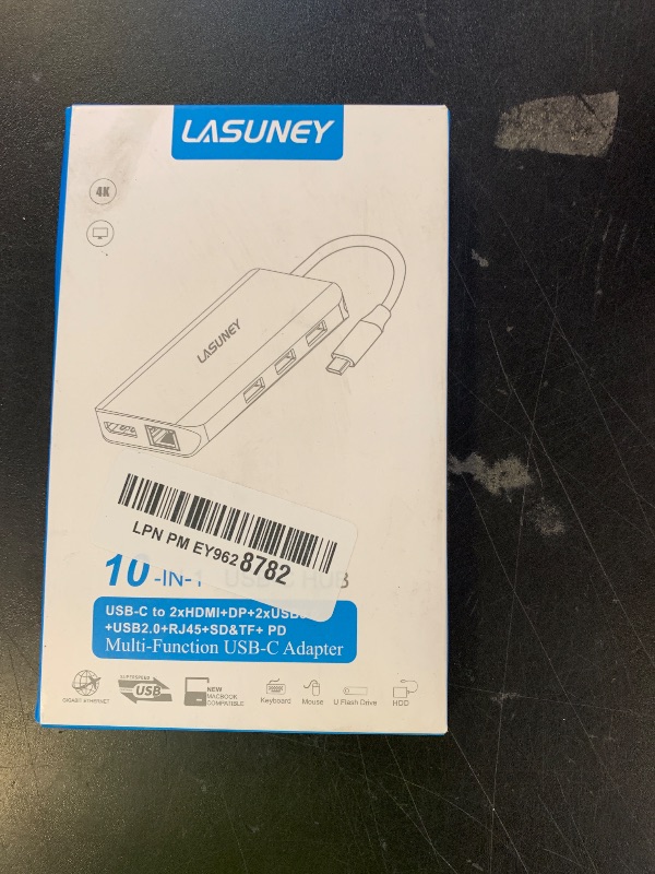 Photo 1 of Lasuney Triple Display 10 in 1 USB Type C HUB with to 2 HDMI, Displayport, PD3.0, Ethernet, 3 USB Ports, SD/TF, Multiport Adapter Docking Station Dongle for Laptop