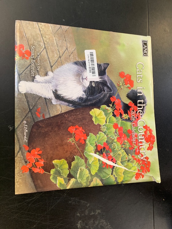 Photo 1 of Lang Cats in the Country 2026 Wall Calendar – 13.4? × 12?, 12-Month Calendar with Stapled Binding, Linen-Embossed Art by Susan Bourdet, Rural Feline Imagery