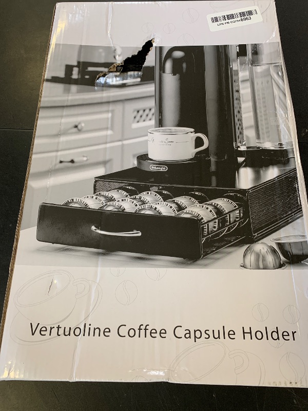 Photo 1 of Flagship Vertuo Pod Holder Storage Drawer for Nespresso Vertuo Capsule Organizer Drawer Tray with Mesh Shelves for Nespresso Vertuo Holder Black Metal (40 Pods Capacity)