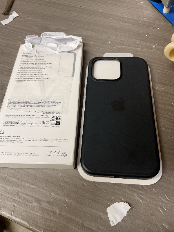 Photo 1 of Black Apple iPhone 16 Pro Max Silicone Case with MagSafe and Camera Control: Lightweight Phone Case, Wireless Charging Compatible, Smooth Matte Finish; black 