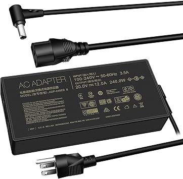 Photo 1 of 240W Zephyrus Charger ADP-240EB B Fit for ASUS ROG Zephyrus G14/G15/G16/M16/S15/S17, ROG Flow X16 GV601/ROG Strix Scar 15, TUF Gaming A15/A16/A17/F15/F16/F17 Laptop AC Adapter

